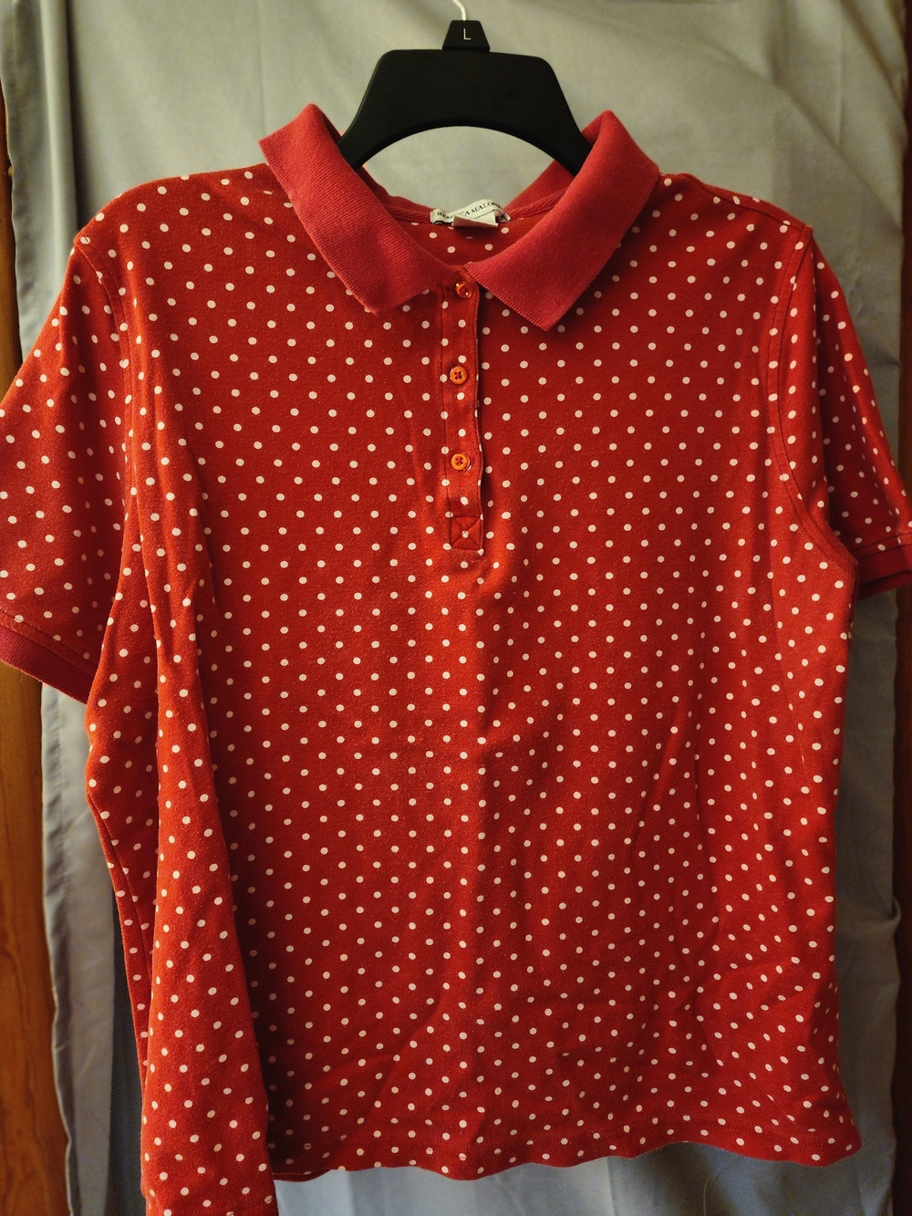Red Polka Dot Polo Shirt - Classic Women's Short Sleeve